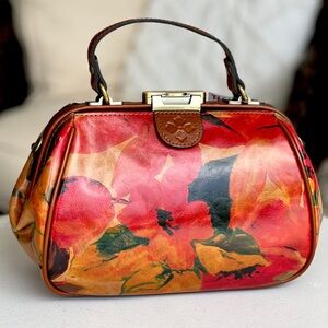 PATRICIA NASH Gracchi floral leather satchel with crossbody strap